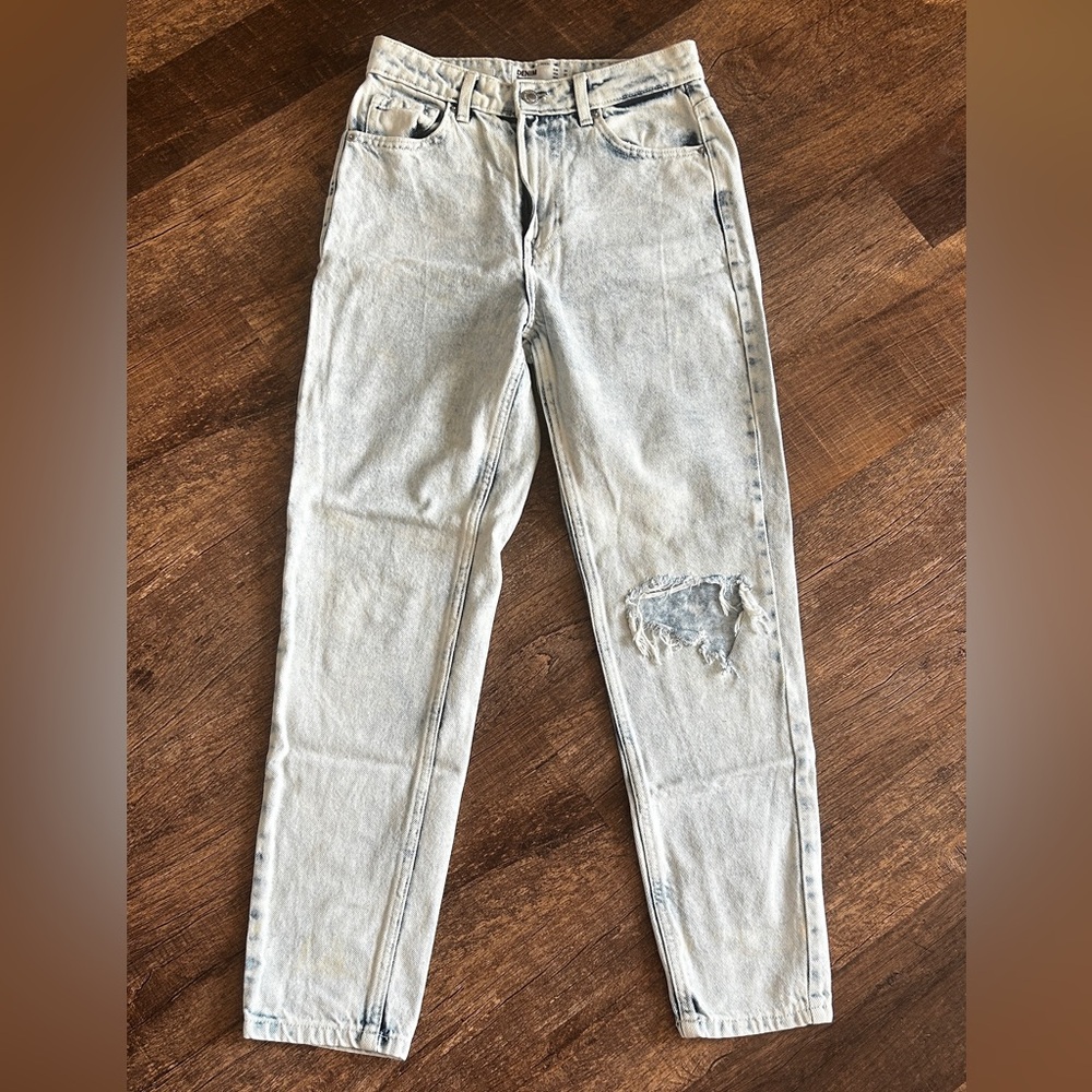 Bershka Light Blue Acid Wash Denim MOM fit Jeans High Waist